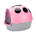 Pink ladybug shaped enclosed cat litter box with anti-odor door and splash-proof design - Paint / Pink