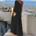 Elegant black one-shoulder sleeveless maxi dress perfect for formal summer evening - S / Dresses / Black