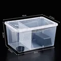 Großer transparenter Reptilien-Zuchtkasten mit Belüftung und Versteck 41cm Box - Extra Groß (Mit Trennwand + Versteck + Futternapf) / Klarweiß