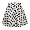 Retro-style white flared mini skirt featuring bold black polka dots and high waist - S / Bottoms / White