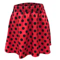 Vibrant red summer mini skirt with classic black polka dots and a flared silhouette - S / Bottoms / Red With Black Dots