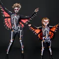 Parent-child Halloween skeleton jumpsuits with butterfly wings for family costume party - S / Set / Jumpsuits