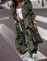 Long camouflage trench coat featuring large lapels for a stylish and unique autumn street look - Camouflage