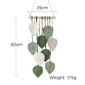 Decorazione murale in macramè con foglie in corda di cotone verde e bianco fatta a mano - Verde / 25*60cm