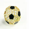Breloque ballon de foot dorée avec cristaux scintillants et émail noir pour bijoux - Style de football doré en strass (016-利耀)