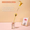Baguette de jeu chat fleur jaune avec plumes naturelles et tige longue pour jeu interactif - Style Fleur / Jaune