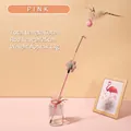 Plumeau pour chat rose avec ressort et fleur, longueur totale 60 cm - Style Fleur / Rose