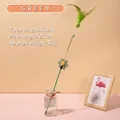 Baguette de jeu verte pour chat avec plume et décoration florale pour animaux de compagnie - Style Fleur / Vert