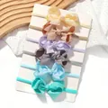 Set of six colorful elastic baby bow headbands in soft pastel shades for toddlers - Style F (Code)