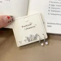 Elegant silver zircon butterfly and pearl dangle hoop earrings set fashion jewelry - Hollow Butterfly Style (EKT024)