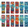 Set di 12 eleganti segnalibri fai da te con pittura a diamante mandala e nappe azzurre - Stile 8 (Motivi Geometrici Mandala - Set da 12) / Confezione da 12 (Include Cordino e Nappina)