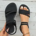 Classic black flat beach sandals with braided straps and elastic back strap - 36 / Roman Style (020-1#) / Black