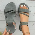 Grey-green women's flat Roman sandals with braided straps for casual beach wear - 36 / Roman Style (020-1#) / Olive Green