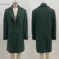 Elegant dark green vintage plaid wool coat for women featuring a classic lapel collar - S / Tops / Dark Green