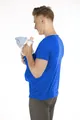 Comoda maglietta blu brillante con tasca a marsupio per papà che portano il bambino - Taglia S / Top / Blu