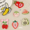 Set mit bunten Cartoon-Frucht-Stickereien zum Aufkleben für DIY-Kleidung und Taschen - 7-Teiliges Set Kombination / Selbstklebend
