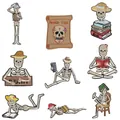 Collection of nine cartoon skeleton embroidery patches for clothing and DIY crafts - 9 Pieces/Pack