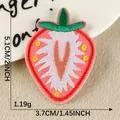 Cartoon self-adhesive strawberry embroidery patch with dimensions 5.1x3.7cm - Cut Strawberry / Self-adhesive