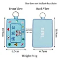 Funny light blue embroidered luggage tag with double-sided girl pattern and keychain - Blue (Funny Girl)
