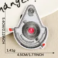Detaillierter bestickter Aufbügler für Kleidung im Technik-Design, Maße 4,5 cm x 5,4 cm - Plattenspieler