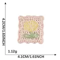 Kleiner süßer gelber Blumen-Stickaufnäher für DIY-Handyhüllen und Bastelarbeiten - Rosa Rahmen Gelbe Blüte (G1R-C-1-9) / Ohne Kleberückseite