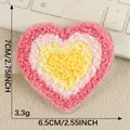Roze en gele hart chenille geborduurde patch, 7x6,5 cm, voor DIY kleding decoratie - Drielagig Roze-Geel Hart (2026.5.15) / 6.5X7CM