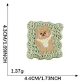 Süßer Karikatur Bär Stickerei Aufnäher 4,3x4,4cm für DIY Handyhüllen und Basteln - Grüner Rand Bär (G1R-C-1-4) / Ohne Kleberückseite