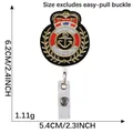 Portabadge retrattile professionale con toppa ricamata ancora nautica e corona reale - 6.2x5.4cm