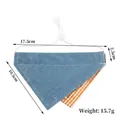 Bandana ajustable en denim pour chiens et chats avec doublure à carreaux orange - Denim Bleu Foncé Carreaux Orange (3) / 1 Pièce
