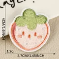Cute cartoon strawberry embroidered patch with self-adhesive backing for DIY décor - Pink Fruit / Self-adhesive