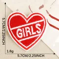 Rode hart geborduurde patch met 'GIRLS' tekst, opstrijkbaar voor DIY kleding, 5,7cm - Hartvorm (Girls) / 5.7x5.7CM