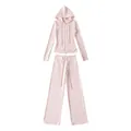 Volledig overzicht van de lichtroze yoga set met een zip-up hoodie en wijde broek. - S / Top en broek (15+18 Set) / Lichtroze