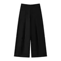 High-waist black wide-leg trousers with elegant drape and relaxed fit for stylish women - Black
