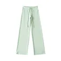 Muntgroene yoga-broek met hoge taille, wijde pijpen en een verstelbaar trekkoord in de taille - S / Bottoms / Lichtgroen