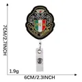Portabadge retrattile con toppa ricamata stemma italiano, dimensioni badge 6x7 cm. - 7x6cm