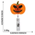 Portatarjetas retráctil de Halloween con parche bordado de calabaza, 6x6,6 cm. - Calabaza Divertida Clásica (8)