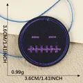 3.6cm round black embroidered patch featuring a purple stitched ghost face design - Purple Stitched Mouth Expression (3) / Diameter 3.6cm