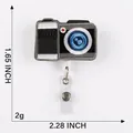 Ausziehbarer Stickerei-Ausweishalter in Kameraform mit Clip für Ausweise und Schilder - Schwarz Grau Blaue Kamera (8) / 4.2x5.8cm