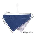 Bandana pour chien en denim bleu avec doublure à carreaux et mesures de taille - Denim Bleu Foncé Carreaux Violet-Blanc (4) / 1 Pièce