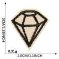 Embroidered diamond shape patch DIY clothing accessory in beige and black 2.8x3cm - Diamond (4) / 3x2.8cm