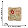Toppa con ricamo floreale lavorata a maglia a mano 4,4cm x 4,4cm per decorazione cover - Quadrato Beige Doppia Fiore (G1R-C-1-10) / Senza retro adesivo