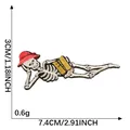 Funny cartoon skeleton reading a book embroidery patch DIY accessory 7.4cm x 3cm - Single Piece (3.0x7.4)