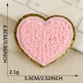 Écusson brodé en forme de cœur rose avec bordure dorée scintillante pour décoration DIY - Cœur Rose avec Bord Doré (2026.5.15)
