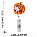 Portacredenciales retráctil calabaza fantasma Halloween, medidas 5,6x6,6 cm, 2g. - Fantasma y Calabaza (10)