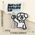 Cute cartoon dog embroidery iron-on patch with dimensions 4.6cm by 3.7cm and weight 0.87g - Sign Puppy