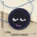 Cartoon funny expression embroidered round patch for DIY clothing, 1.41 inch size - Long Eyelash Monster (5)