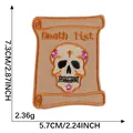 Skull scroll embroidered clothing patch accessory, showing 7.3x5.7cm dimensions - Single Piece (7.3x5.7)