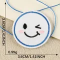 Winking smiley face white embroidery patch for DIY clothing and bag decoration 3.6cm - Winking Smiley Face (6)
