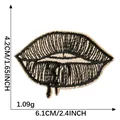 Toppa ricamata a forma di bocca, stile schizzo, dimensioni 6,1x4,2 cm e peso 1,09g - 6.1x4.2cm