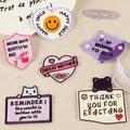 Collection of colorful embroidered patches with English phrases for DIY clothing decoration - Set of 7 Pieces (2026.6.27) / Hot Melt Adhesive